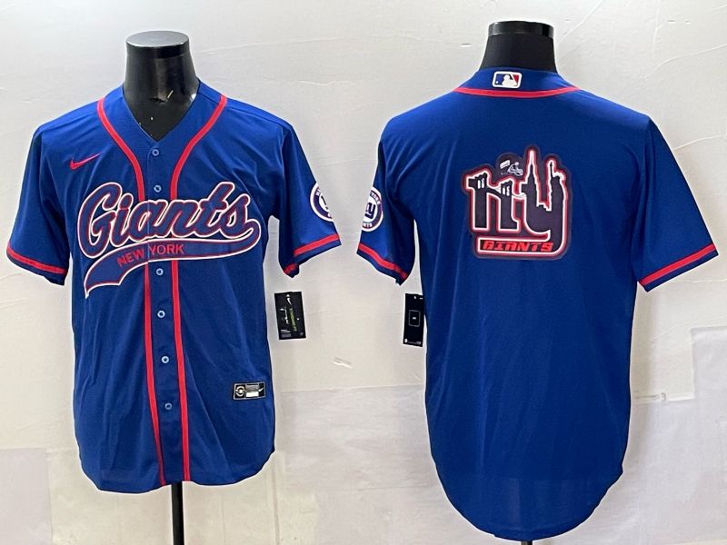 Men 2025 New York Giants Blank Blue Joint Name Nike Limited NFL Jersey style 05